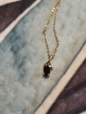 Gold-Plated Garnet Teardrop Garnet Pendant Necklace - Women Jewelry